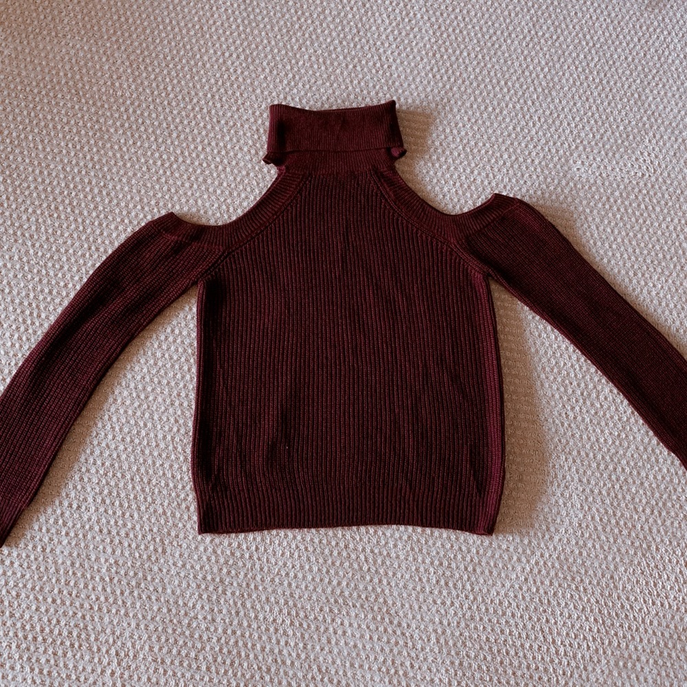 Maroon cut out turtle neck sweater